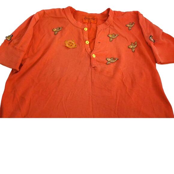 Vintage Elaine Post Orange Nautical Applique T Shirt Size Medium READ - Picture 2 of 11